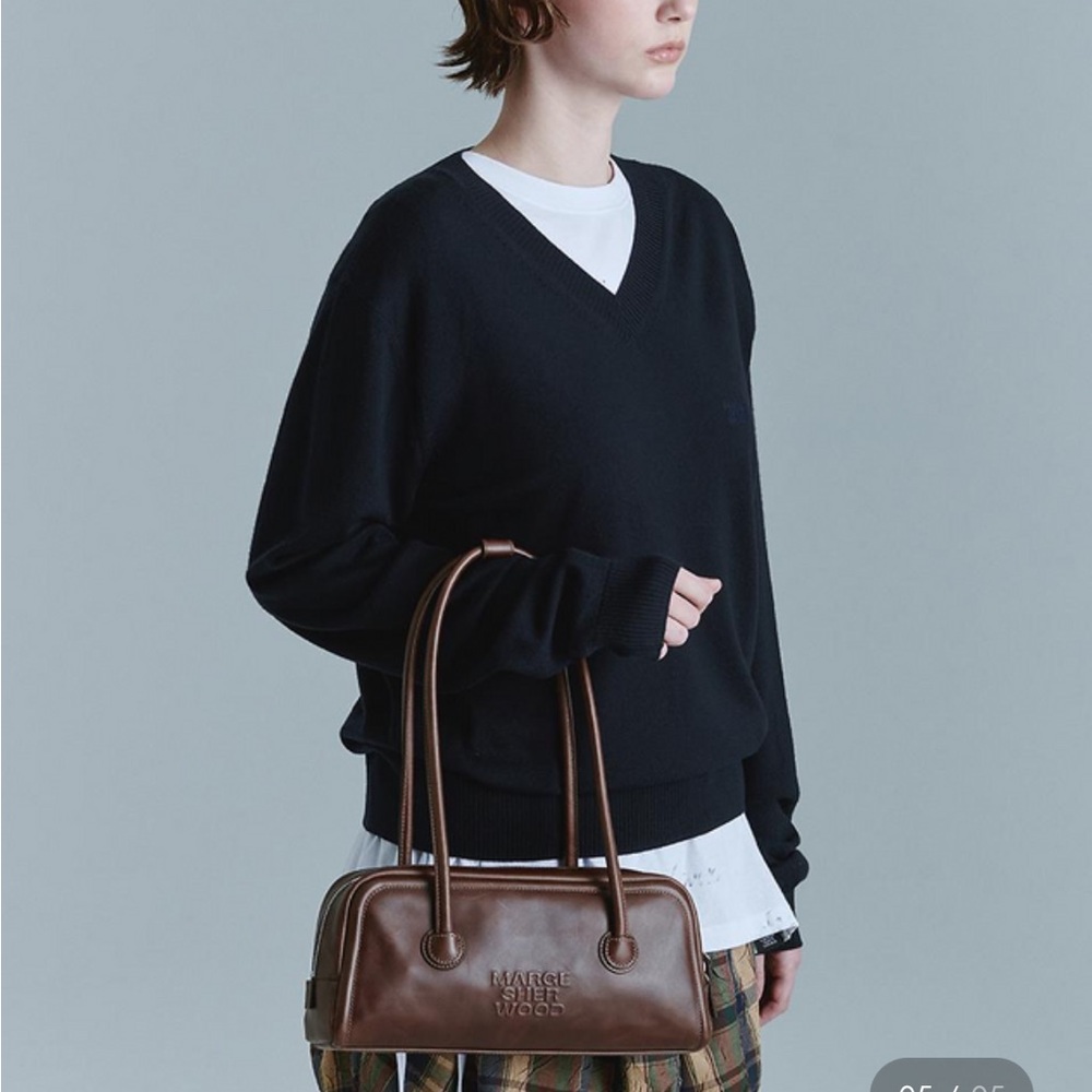 Marge Sherwood Soft Baguette Leather Bag in Washed Brown